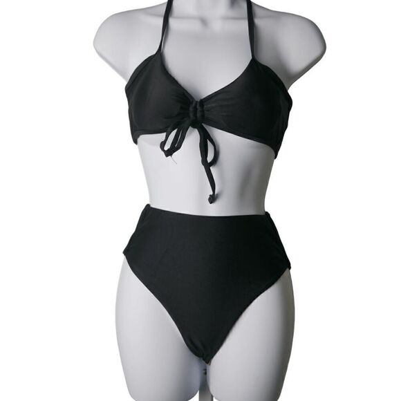 Magnolia Place Women's High Waisted Tummy Control Halter 2-Piece Bikini SET S - Picture 1 of 6